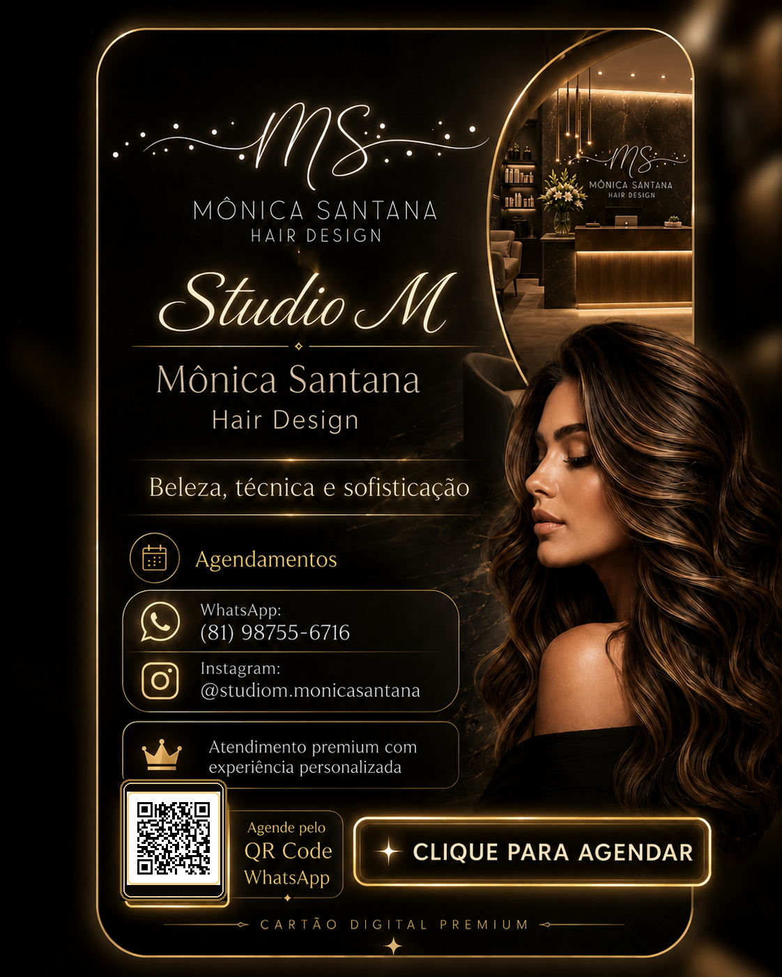 Cartão digital premium Studio M Mônica Santana Hair Design